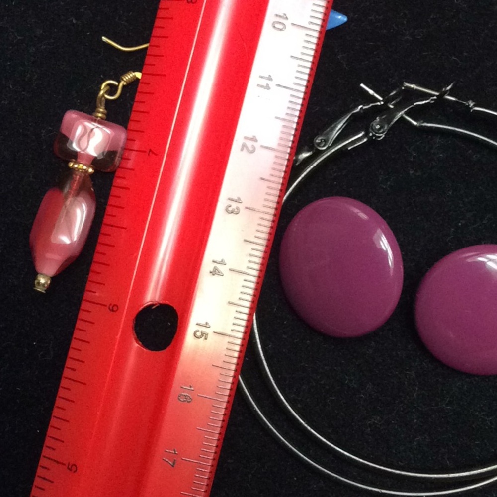 4 Pair Earrings Bundle Hoops Drop Stud Pierced - image 3